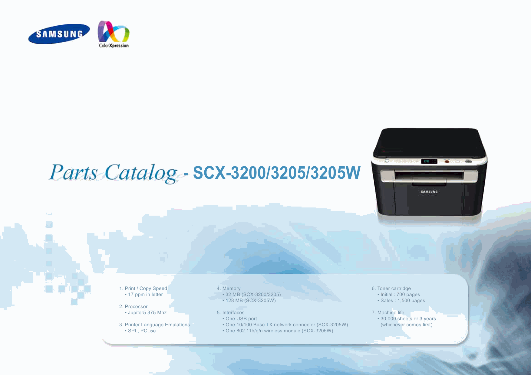 Samsung Digital-Laser-MFP SCX-3200 3205 3205W Parts Manual-1